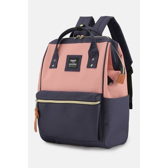 Himawari Waterproof Backpack Bag Side Pockets Pink & Navy - Picture 6 of 6